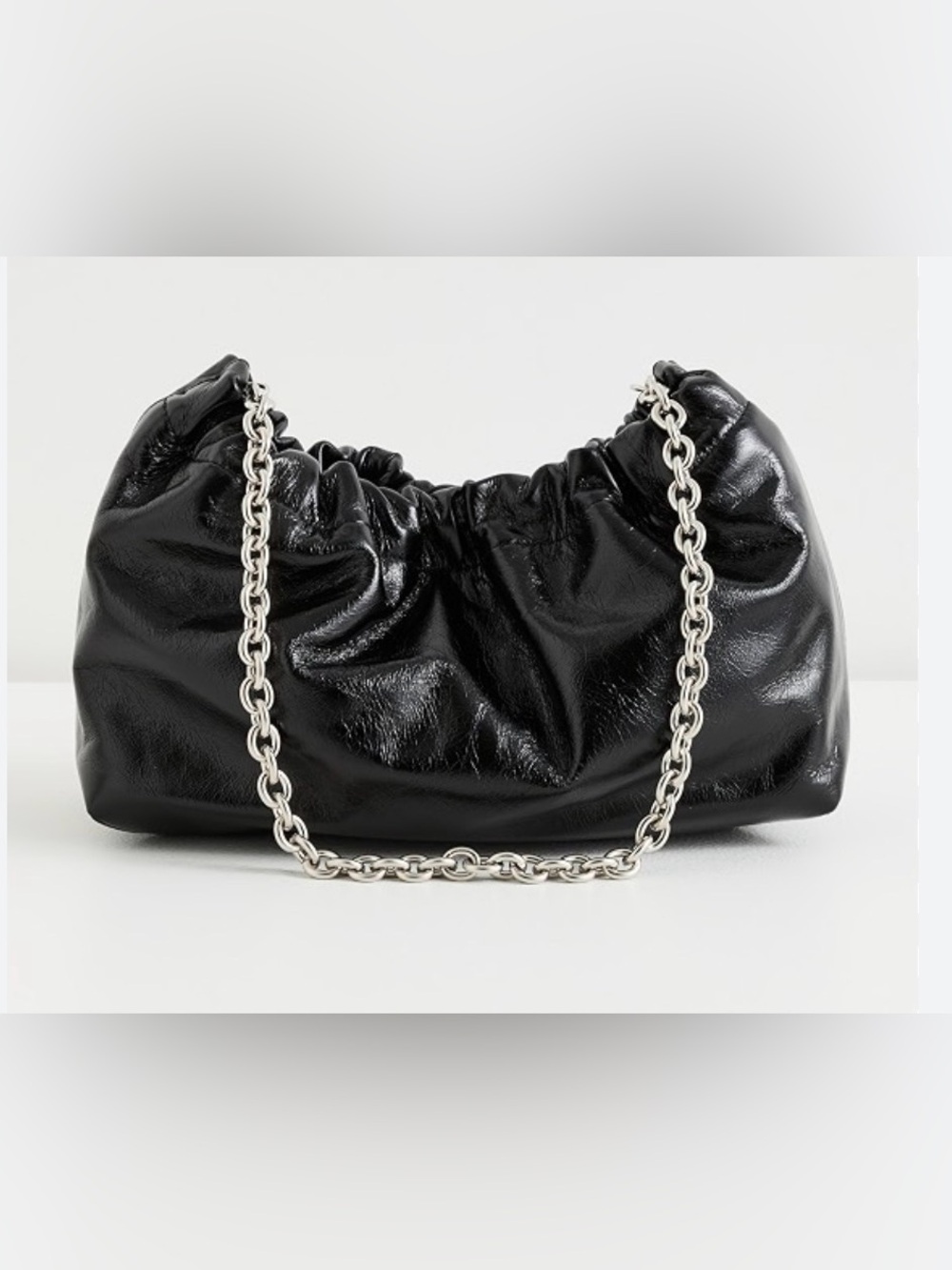 Reformation DAHLIA Black Leather Chain Bag $348 New